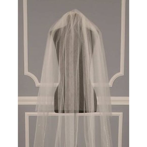 HOMA BRIDAL Veil Cathedral Beaded Crystals Diamond White Long 2 Layer 96L NWT - Picture 2 of 8